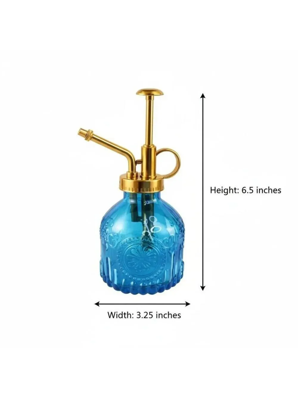 Blue Glass Plant Mister Spray Bottle Gold Pump Orchid Bonsai Air Plant